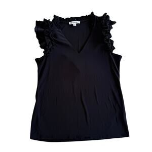 Perception Women’s Small Black Sleeveless Ruffle Stretch Blouse